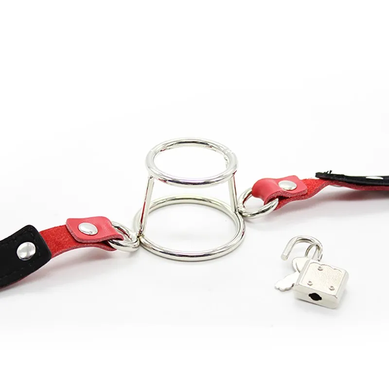 Металлическое двойное кольцо с открытым ртом кляп шарики БДСМ бондаж сила