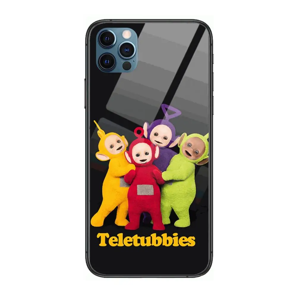 

hot Cartoon UK Cute Teletubbies Style Phone Case cover For iphone 12 pro max 11 8 7 6 s XR PLUS X XS SE 2020 mini black cell