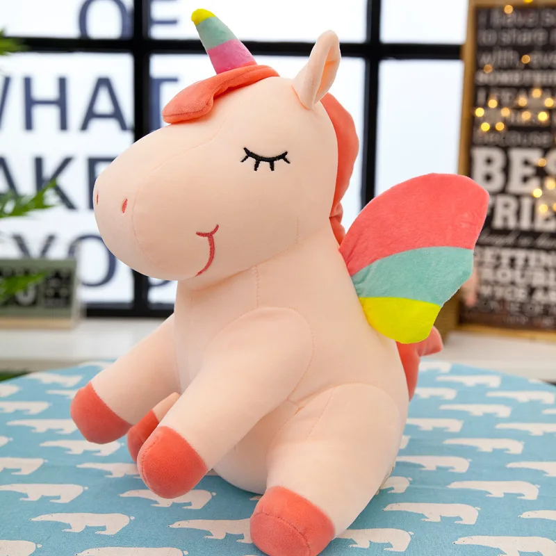 

25-55cm Soft Rainbow Angel Unicorn Doll Candy Color Girl Heart Plush Toy Stuffed Animals Pillow Birthday Gifts