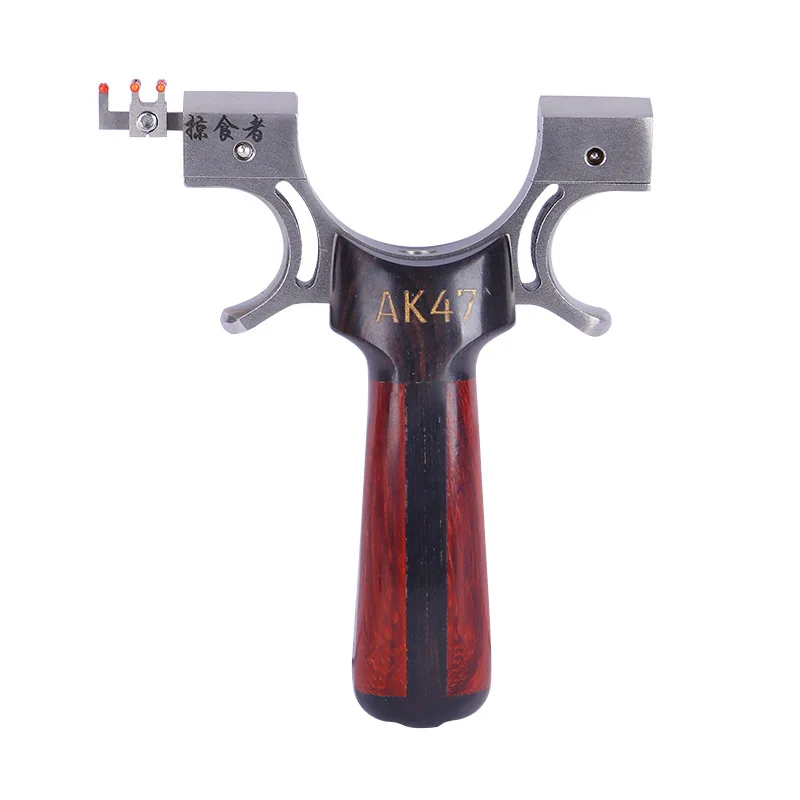 

Stainless Steel Catapult Head+ Wood Patch Handle Outdoor Precise Shooting Sling Shot with Flat Rubber Band 2019 New