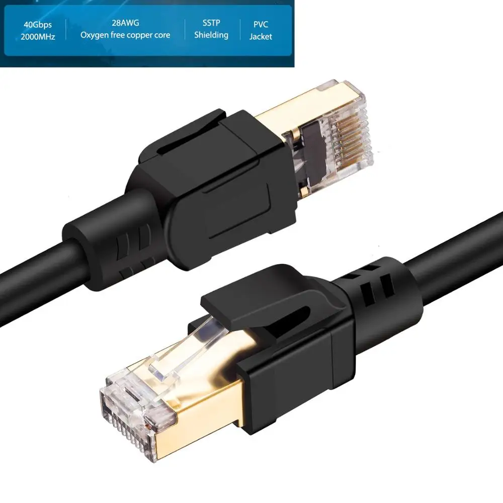 Кабель Ethernet CAT 8 RJ45 SSTP 40 Гбит/с высокая скорость передачи данных для роутеров