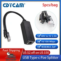 5pcsbag gigabit poe splitter type c ieee 802 3af 1001000mbps power over ethernet for 5v 2 4a powered devices and raspberry pi