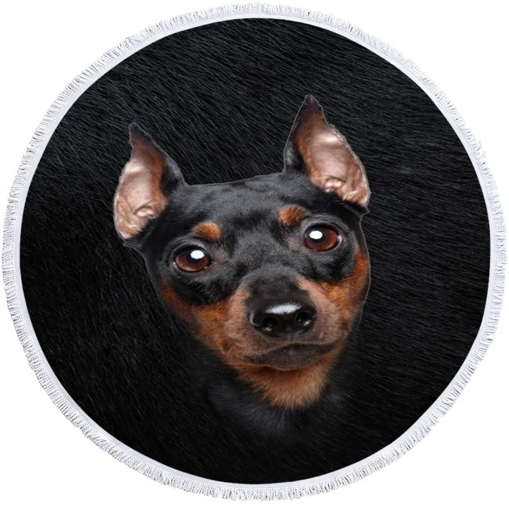 Круглое пляжное полотенце для собак летнее толстое душа с милым бульдогом
