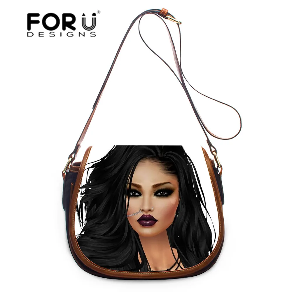 Сумки-мессенджеры FORUDESIGNS из искусственной кожи для женщин африканские черные