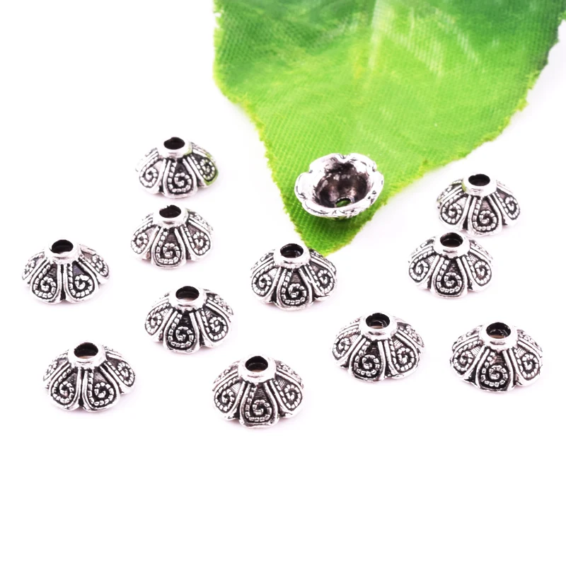 30 шт. тибетский серебряный цветочный Шарм бусины наконечники ювелирных изделий