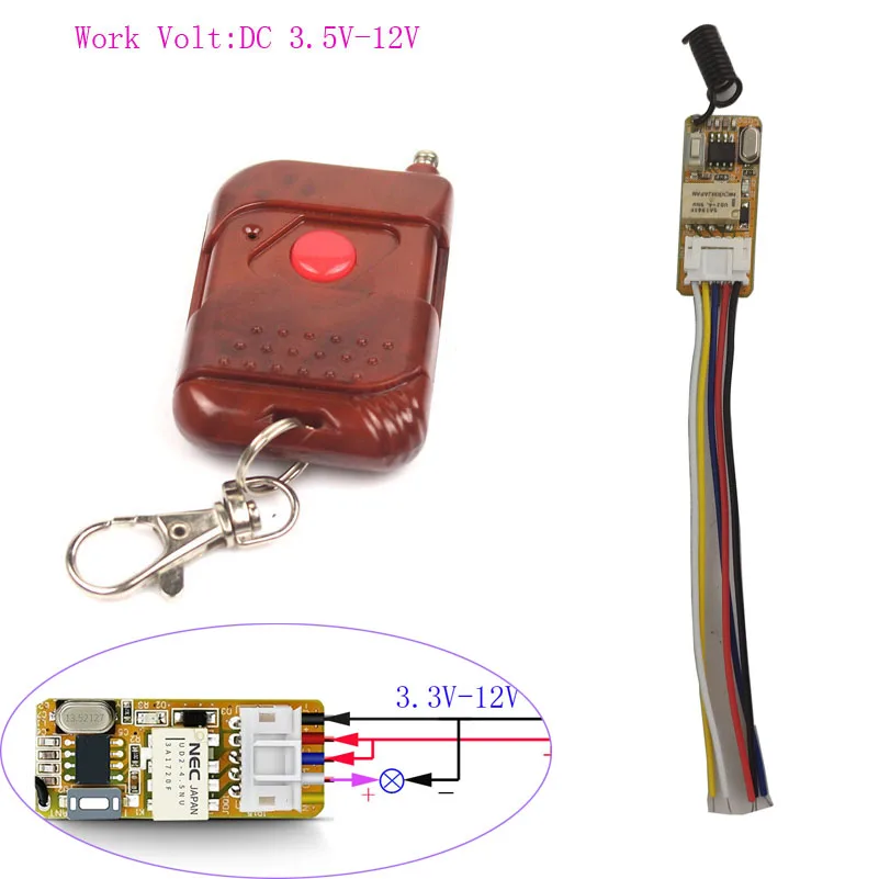 Sleeplion 3V 3.7V 5V 6V 9V 12V Mini Relay Wireless Switch Remote Control Power LED Lamp Micro Receiver Transmitter 3V-12V | Обустройство