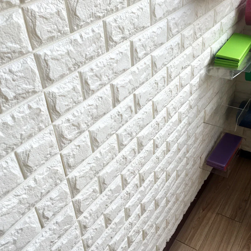 

18pcs 70cm*77cm 3D Foam Waterproof Brick Wall Stickers Tile Self-Adhesive DIY Wallpaper Panels Decor White Stickers