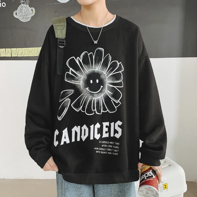 

Autumn Spring 2021 Hoodies Sweatshirt For Men's Black Loose Hip Hop Punk Pullover Streetwear Casual Fashion Clothes OVERSize 5XL