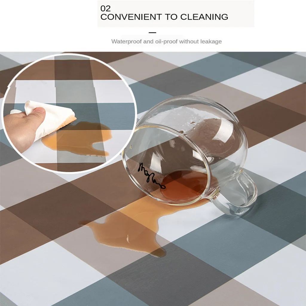 

Retro Style Plaid Pattern Waterproof Tablecloth Cover for Kitchen Dinning Tabletop Decor