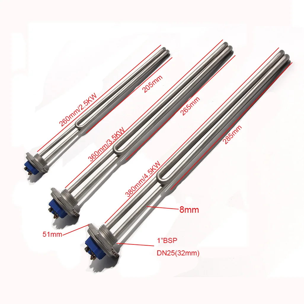 

Водонагреватель 240 В 2,5 Вт/3,5 Вт/4,5 Вт 1 дюйм BSP / DN25 / 32 мм SUS304 Электрический складной нагревательный элемент, нагревательный элемент