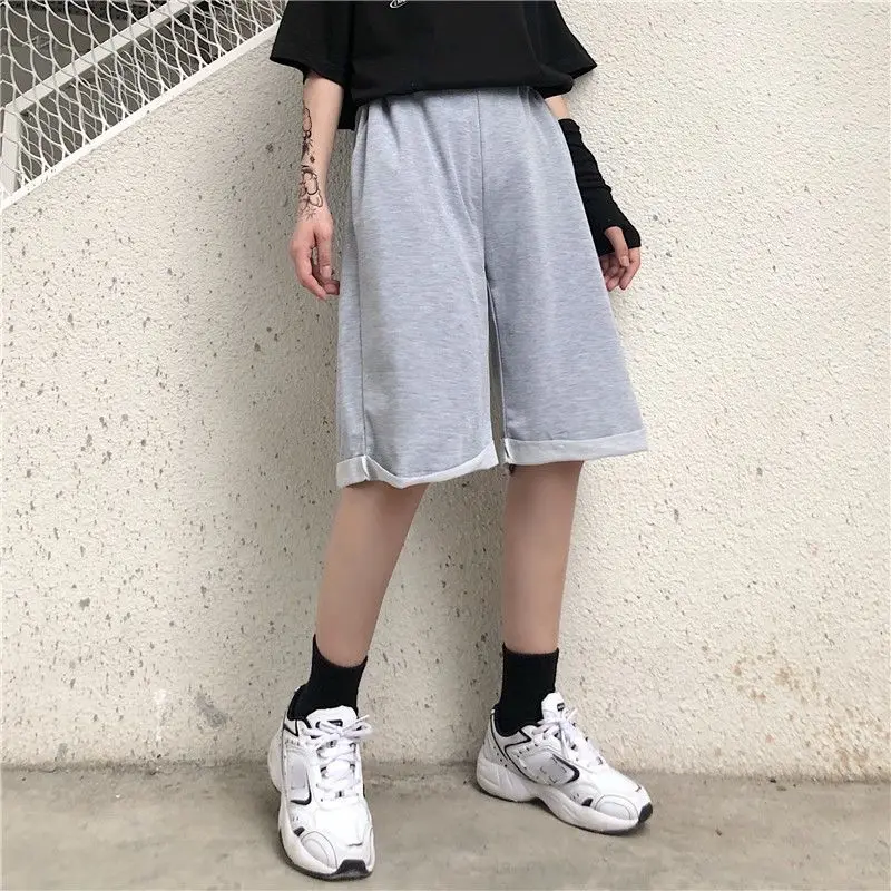 

Шорты женские из чистого хлопка, повседневные, однотонные, свободные, большого размера