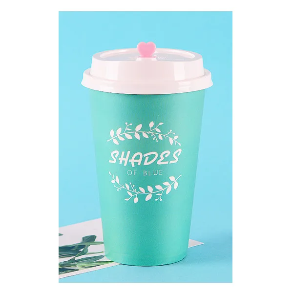 cup and lid 500 шт, розовые, синие вечерние одноразовые стаканчики для дня рождения, 500 мл, 16 унций, бумажные стаканчики для кофе, чая на вынос, упаковочные стаканчики с крышкой - Цвет: cup and lid