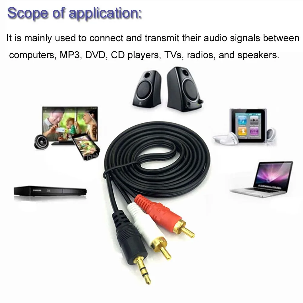 

3.5mm one-to-two audio cable 3.5 to double lotus computer speaker cable 2RCA audio cable
