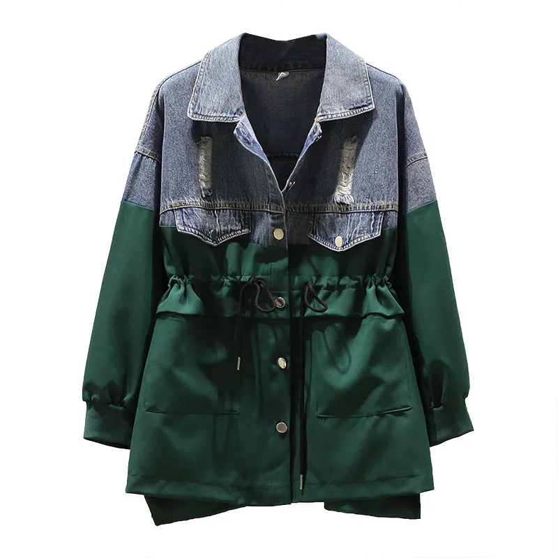 Женская джинсовая куртка большого размера 4XL женская модная ветровка верхняя