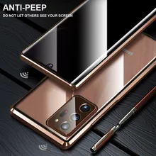 Anti Peeping Privacy Double Side Glass Cases For Samsung Galaxy Note 20 Ultra Cover Metal Magnetic Coque For Samsung Note 20