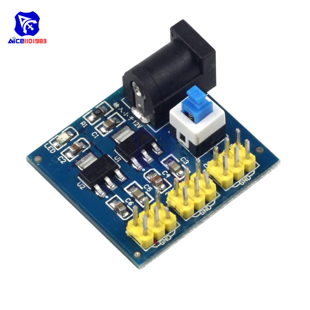 2.1*5.5 DC Power Converter Buck Step Down Supply Module DC-DC 6-12V to 3.3V 5V 800mA Indicator for Arduino | Электронные