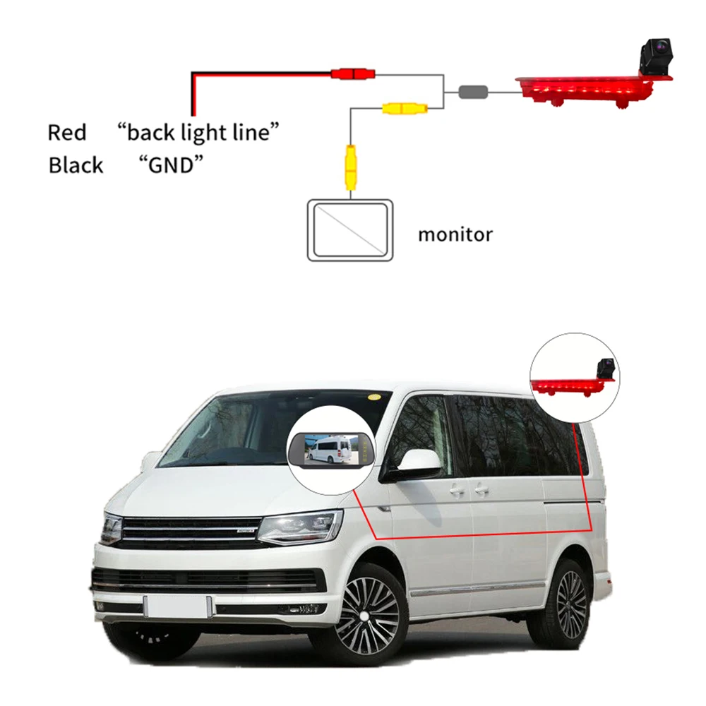 

Car Reversing Backup Camera 170 Rear View Camera w/ Brake Light For VW Transporter T5/T6 2010 - Onwards