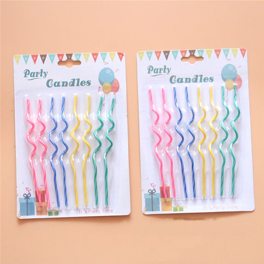 8 шт./компл. цветная креативная изогнутая спиральная Декоративная Свеча для торта