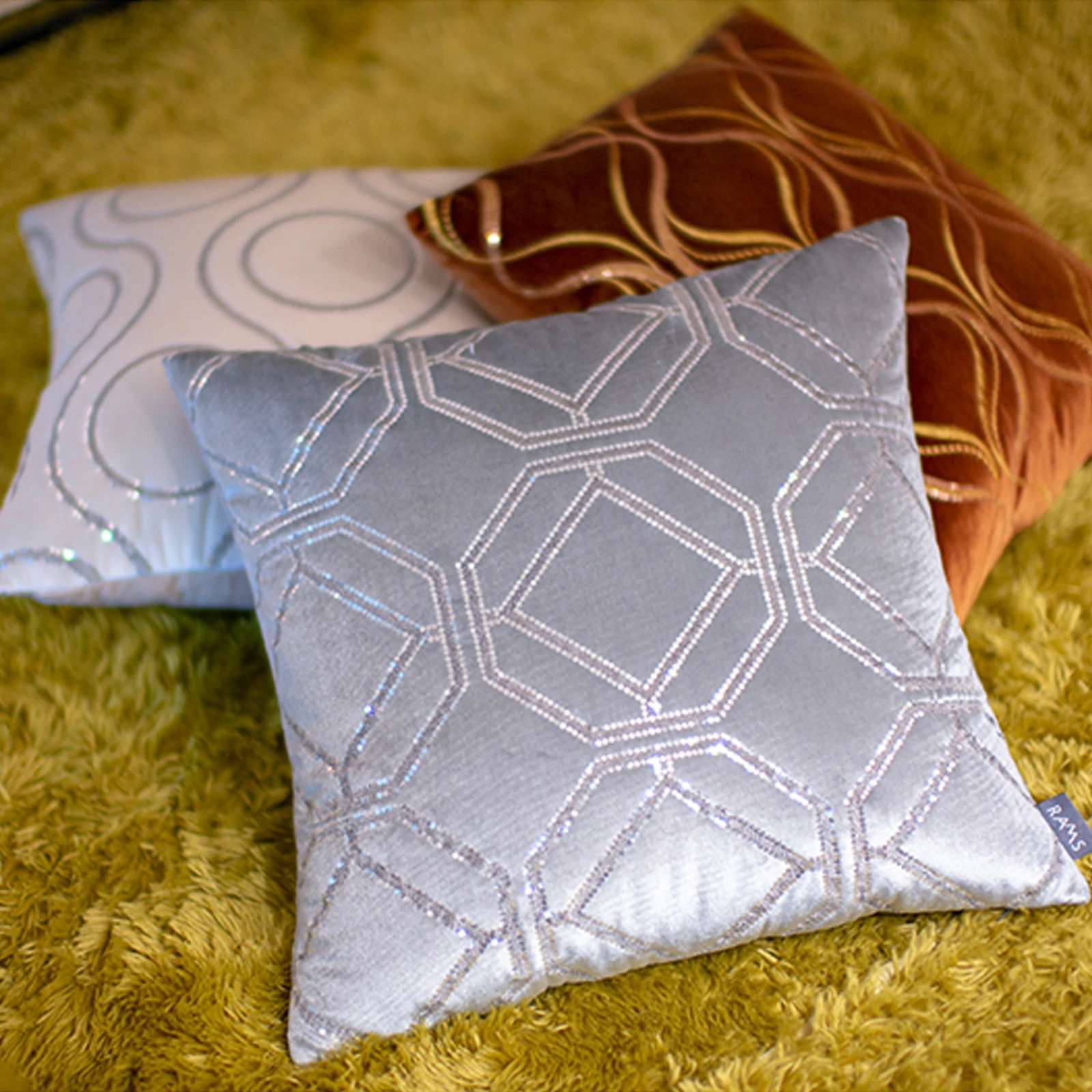 

2020 Rams Embroidered Decorative Geometric Pillow Cushion Home Decor Embroidery COVER ONLY NO FILLING