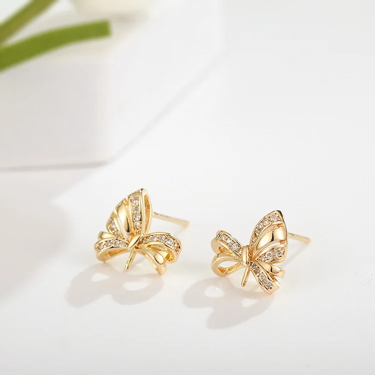 

Серьги-гвоздики, из латуни и циркона, 14 к