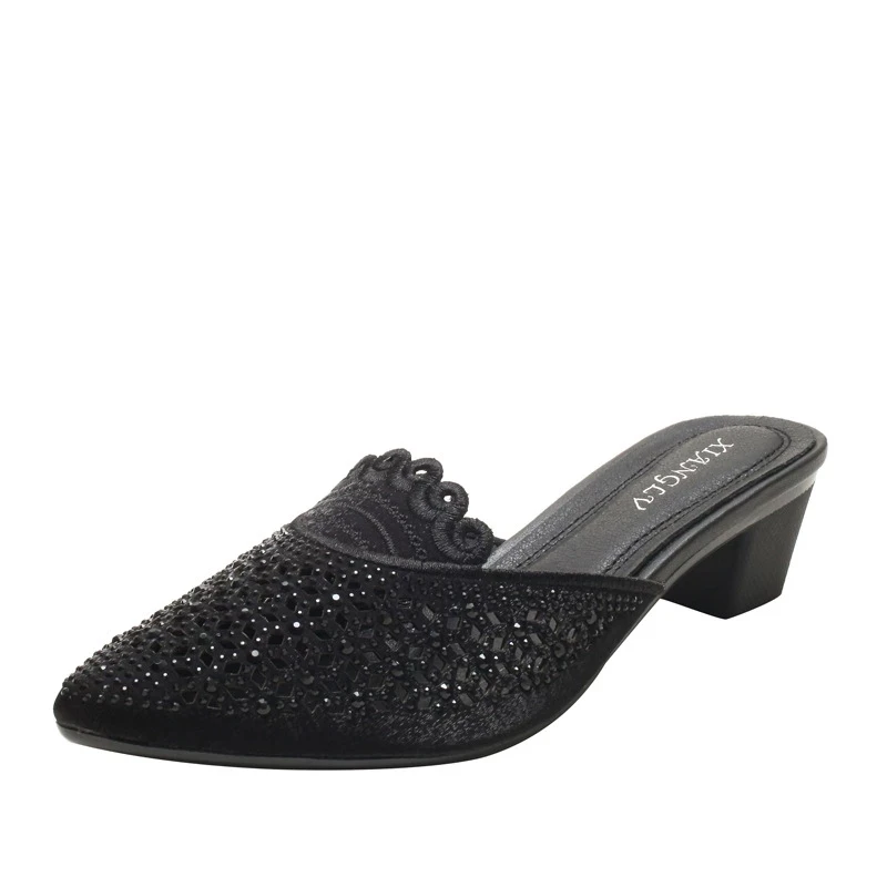 Шлепанцы женские с острым носком на высоком каблуке | Обувь