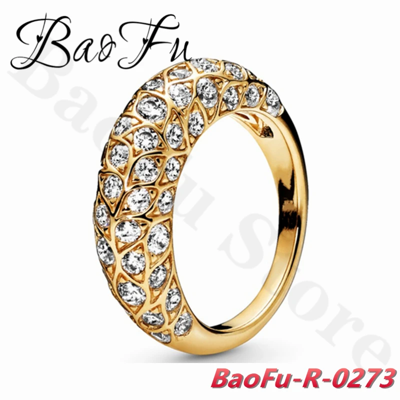 

BaoFu Genuine 925 Sterling Silver Ring Luxury Embossed Inlaid Sparkle Ring Suitable for Original European Female Jewelry