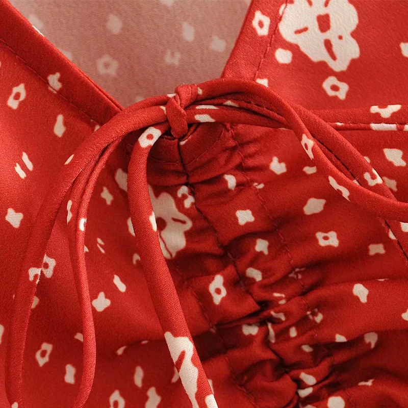 

Spring Autumn Women Front Tie Dress 2020 New High Waist Fashion Dress Flora Printed Lady Dress Slim Elegant Girl V-neck Outfits