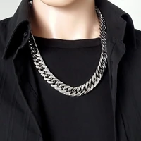 men necklace trend stainless steel chain necklaces long hip hop neck man simplicity accessories goth punk mens chains jewelry