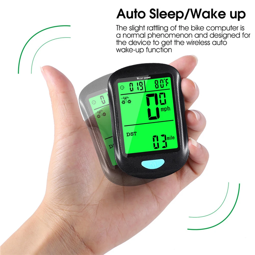 

WEST BIKING Waterproof Bicycle Computer Wireless Mountain MTB Bike Digital LCD Display Speedometer Odometer Cycling Stopwatch