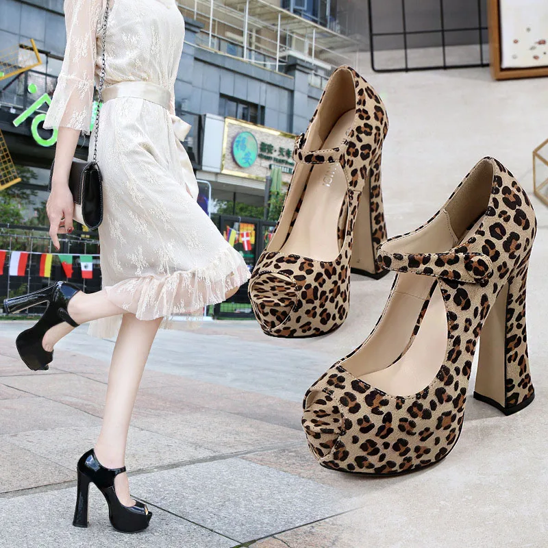 

European And American Style Thick-Soled High-Heeled Fish Mouth Buckle Sandals Women's 2022 Summer New 14CM High-Heeled Shoes