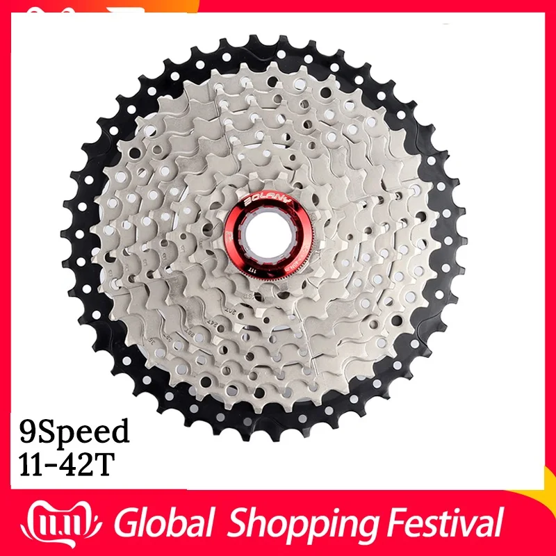 

MTB Cassete 9 Velocidad 11-42T Mountain Bicycle Parts 9 Speed Cassette Freewheel Compatible