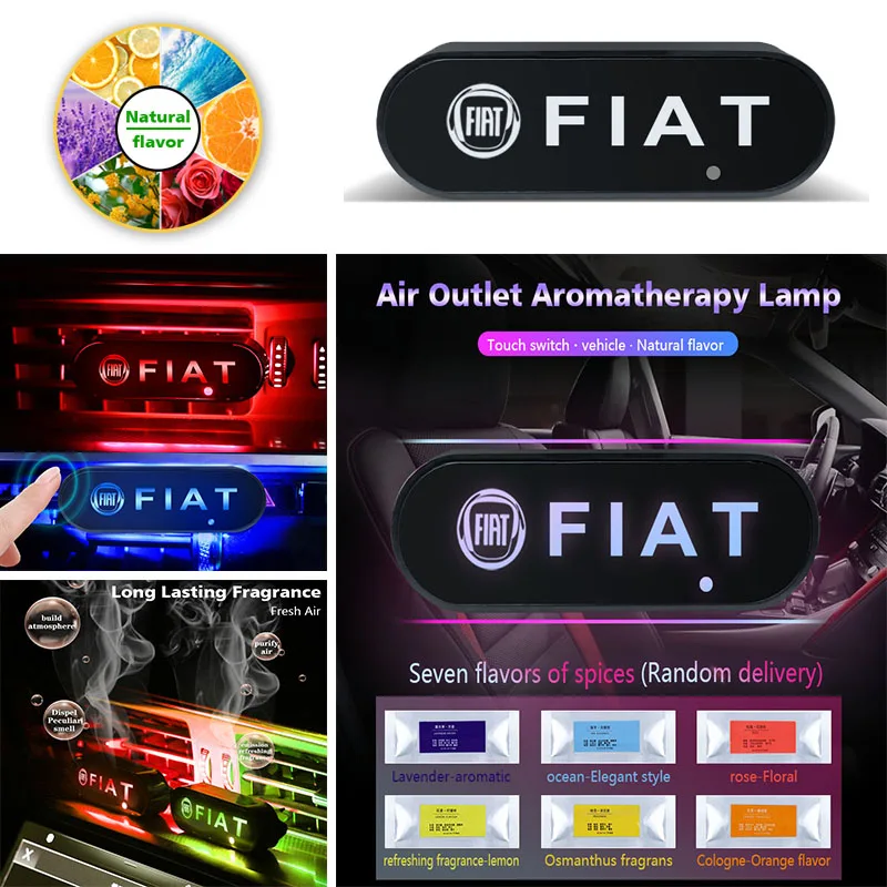

1pcs Car Air Outlet Aromatherapy LED Decorative Lamp Auto Interior For FIATs 500 Ducato Punto Tipo Grande Panda Bravo Croma 595