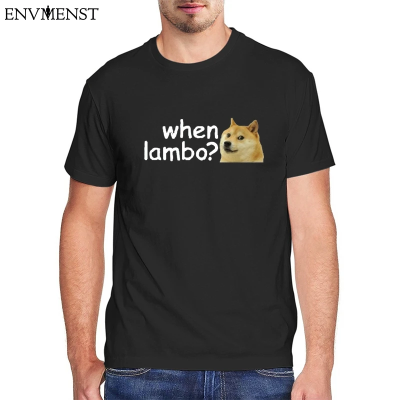 

Funny cotton tshirt men DOGE Dogecoin Crypto Meme Bitcoin When Lambo men harajuku T-Shirt oversized tee tops casual streetwear