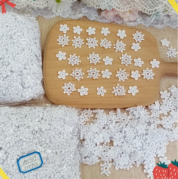 100 шт. горячая Распродажа водорастворимые белые кружевные мини-аппликации сделай
