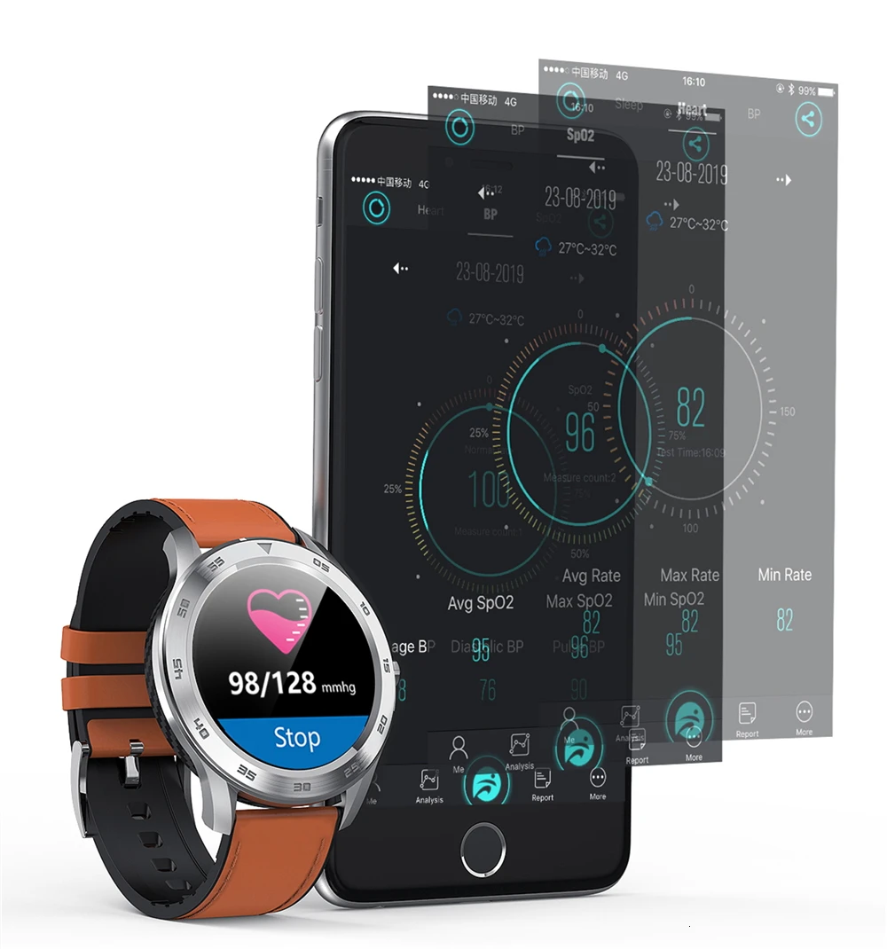 ECG+PPG смарт часы Более точные умные часы с полным сенсорным экраном Многоязычные умные часы Мужчины Женщины Фитнес браслет Фитнес трекер Монитор артериального давления Плавание и звонки через Bluetooth