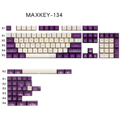 

MAXKEY purple white color matching keycaps SA Double shot ABS keycap 134 keys for MX switch mechanical keyboard