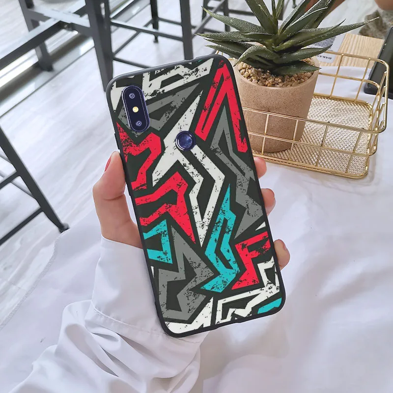 Силиконовый чехол для телефона Xiaomi Mi Max Note 1 2 3 геометрический крутой Черный