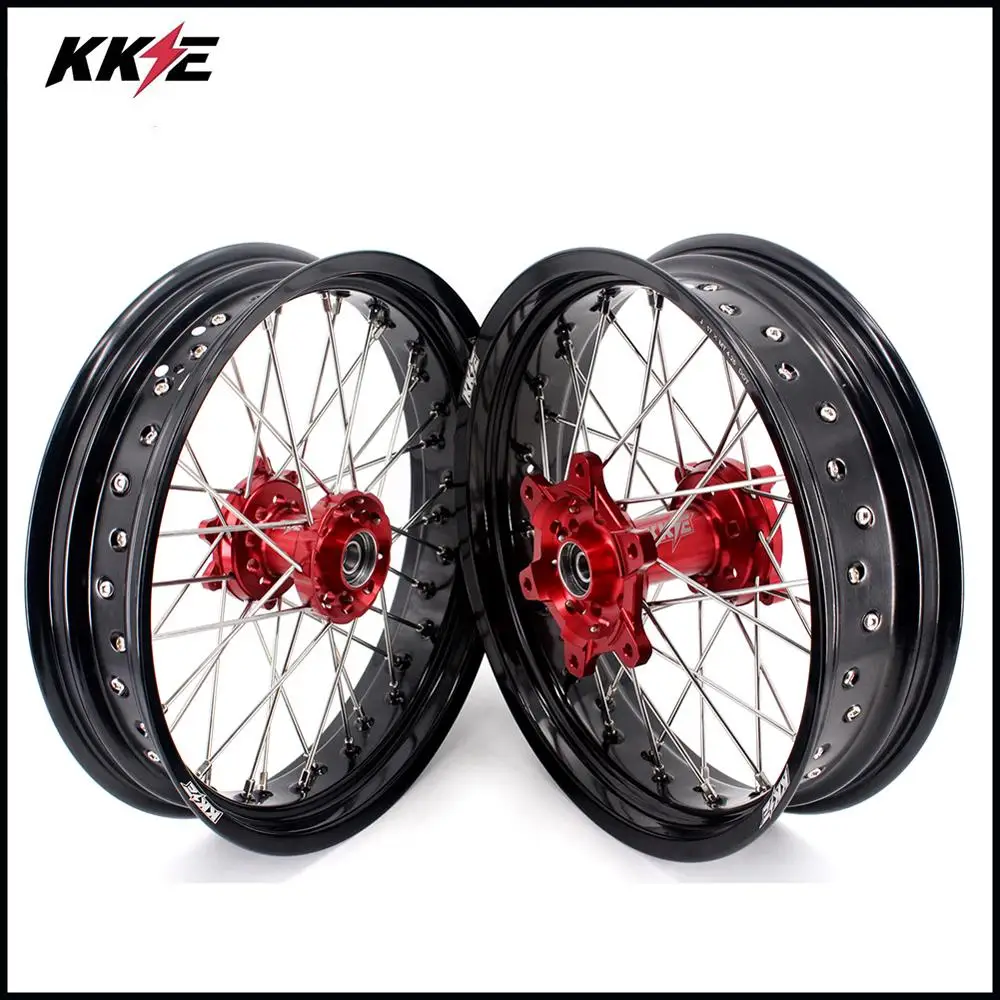 KKE 3 5/5 0*17 &quotсупермото спицевые колеса диски комплект для HONDA CRF250L 2012 2019 Красный