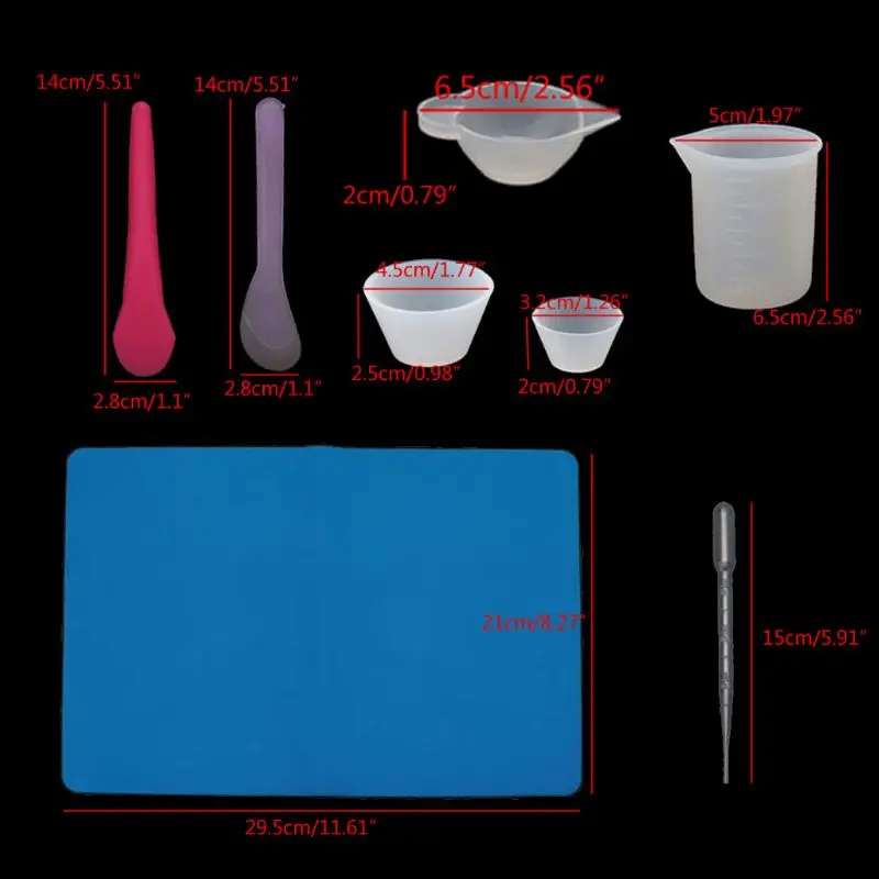 

34Pc Reusable Silicone Resin Kit Nonstick Silicone Mat 100ml Measuring Cups Finger Cots Resin Mix Cup Stir Stick Pipette