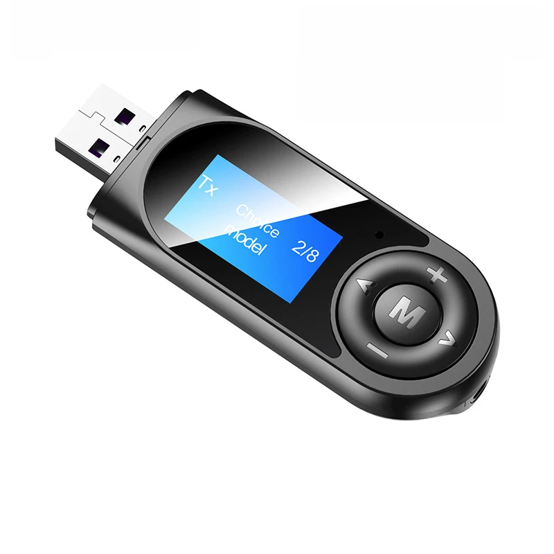 Onever 2-in-1 Bluetooth 5.0 Audio Adaptor LCD Screen Bluetooth Receiver Transmitter 3.5mm Audio Adapter USB Bluetooth Adapter