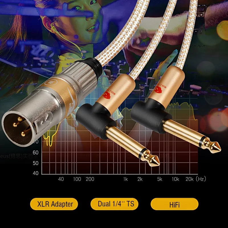 3 Pin XLR male to Dual 1/4 inch TS Mono 6.35mm Audio Cable for Amplifier Speaker Mixer Console Microphone Y Splitter Cords |