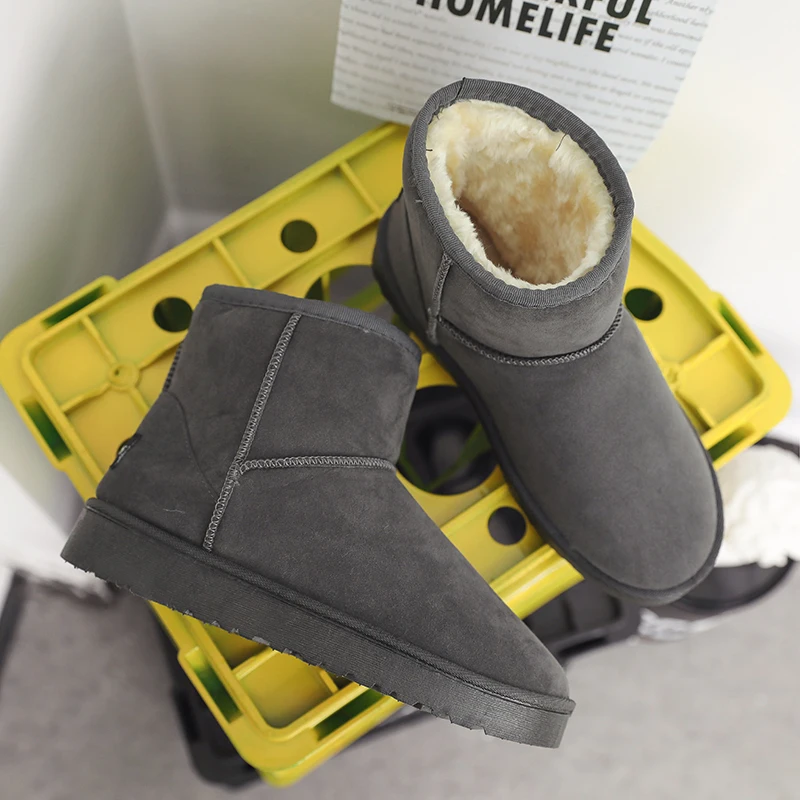 Rimocy/Зимние теплые плюшевые ботинки Женская однотонная обувь без застежки Цвет