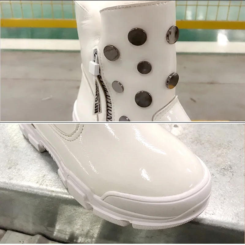 Женские ботильоны из искусственной кожи теплые модные короткие сапоги на