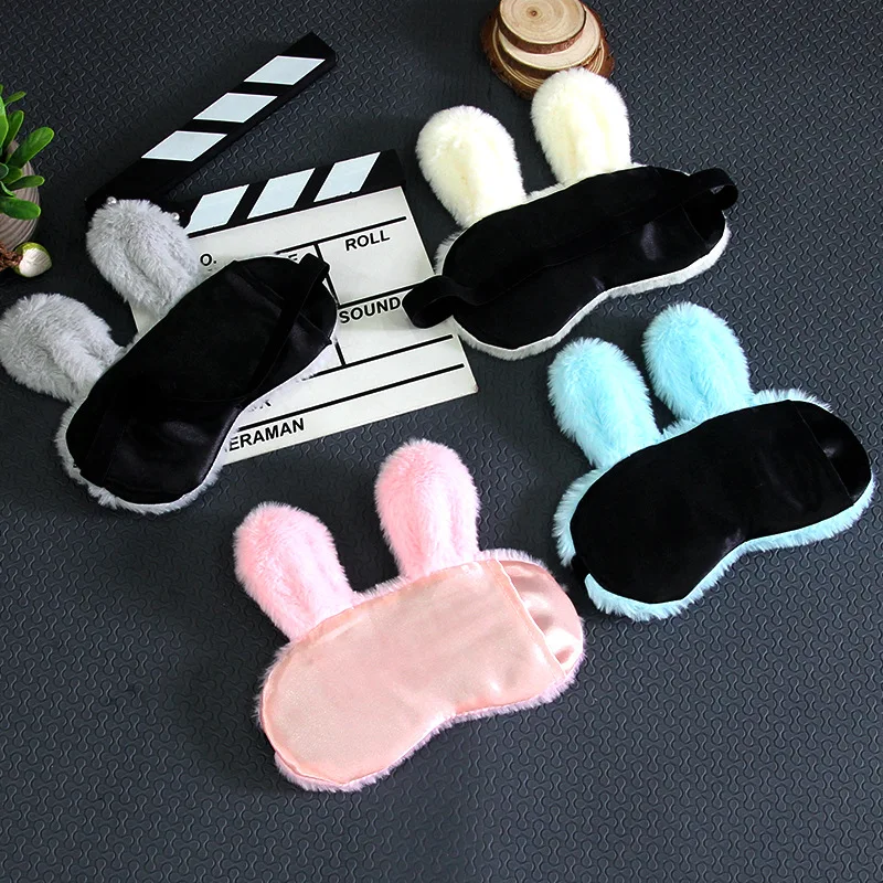 Плюшевый чехол для глаз кролика маска сна забавная 3D шелковая дорожная повязка