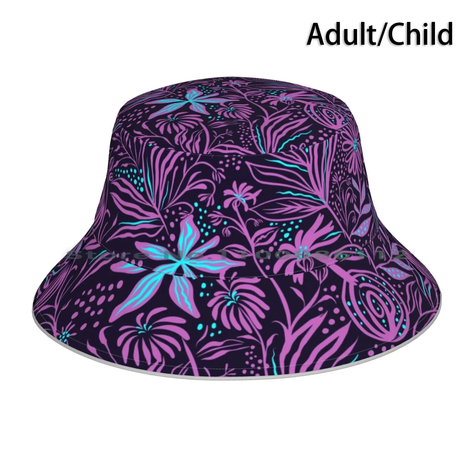 Панама с фиолетовыми цветами шляпа от солнца листьями Фиолетовыми неоновыми