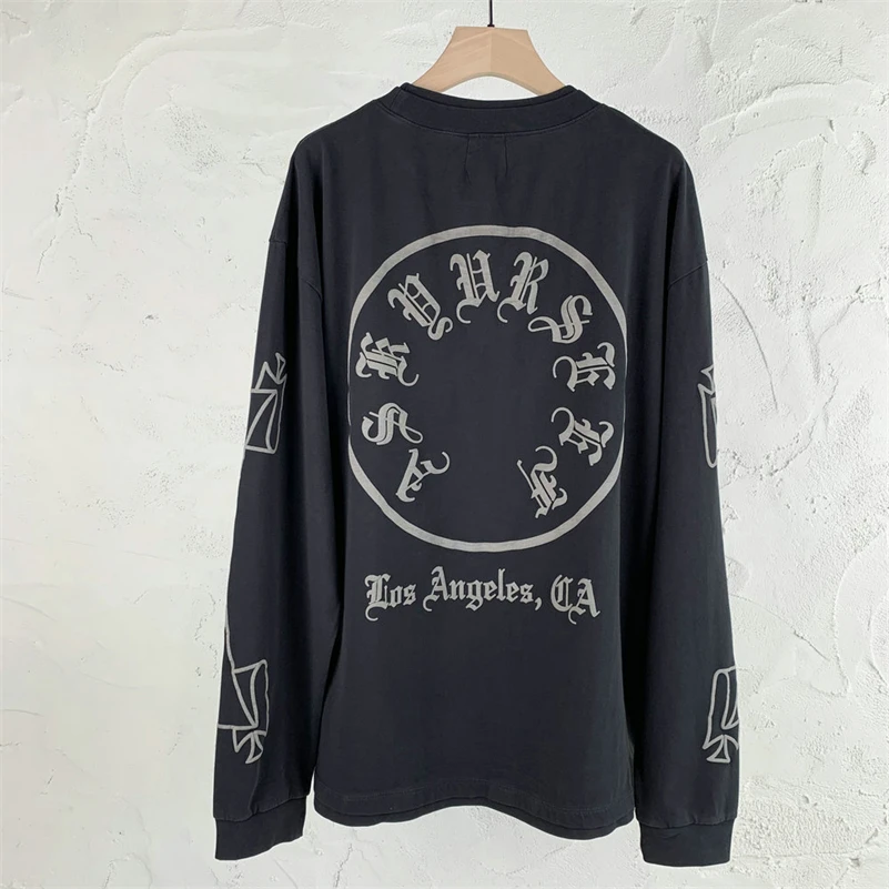 

2021 Cotton ASKYURSELF T-shirt New Men Women 1:1 High Quality Sanskrit Letter Printed Long Sleeve Tees Vintage Washing Tee Tops