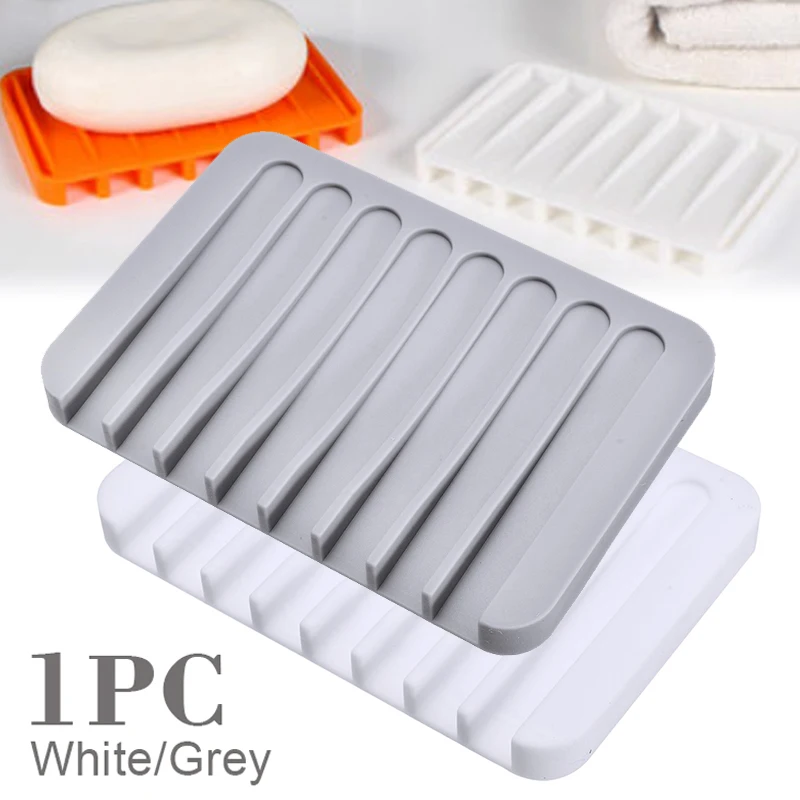 

Silicone Soap Holder Bathroom Soap Dish Jewelry Soapbox Plate Tray Bath Drain Holder Soft And Flexible Flat Type Soapbox