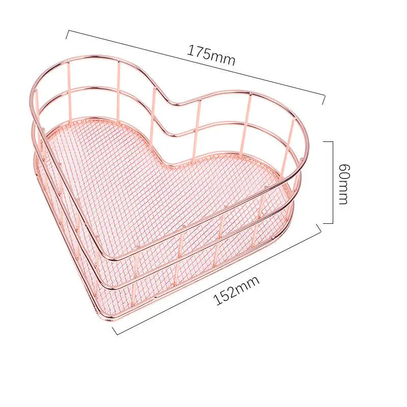 Iron Makeup Organizer Heart Shaped Jewelry Necklace Lipstick Watches Storage Display Basket Sundries Finishing Holder | Дом и сад