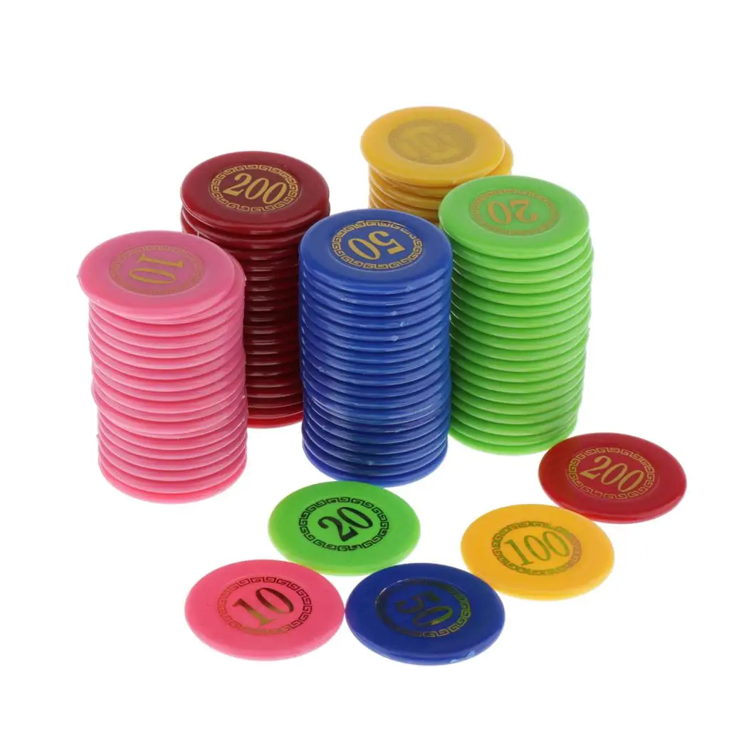 5-Colors Counters Printed Face Value w/ Storage Box for Counting Tokens 100 | Спорт и развлечения