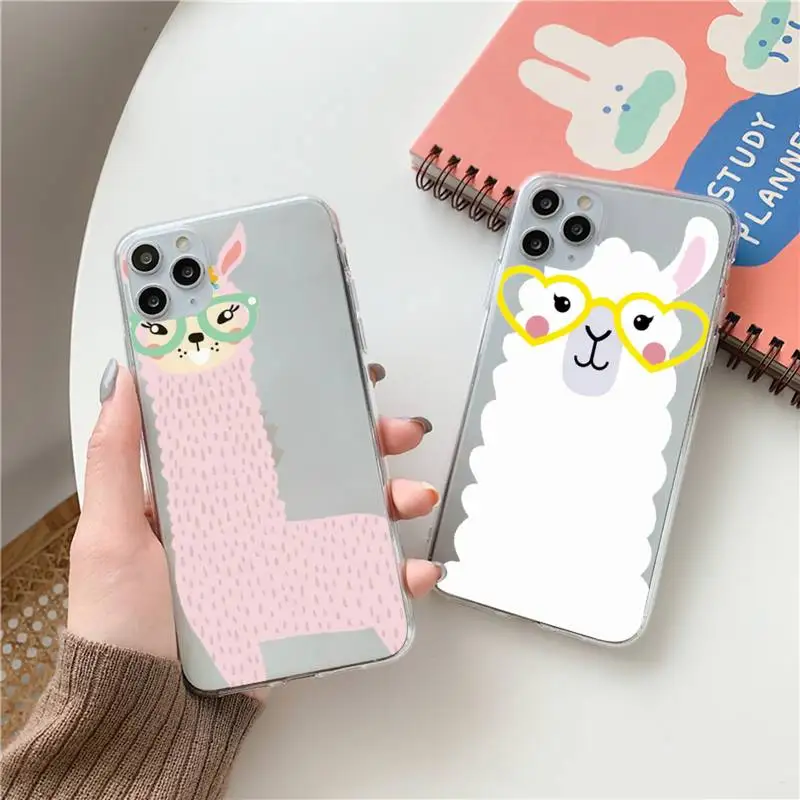 

cute lamas Alpaca animals Phone Case Transparent for Clear iPhone case 11 12 mini pro XS MAX 8 7 6 6S Plus X 5S SE 2020 XR